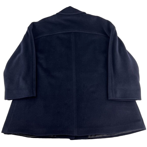 Vtg Saks Fifth Ave Cinzia Rocca Womens Sz 12 Soft Wool Overcoat Navy Blue Italy - Picture 3 of 7